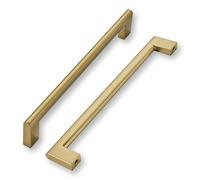 khtumeware 8 Inch Hole Center 10 Pack,Champagne Bronze Cabinet Pulls Heavy Duty Solid Satin Brass Kitchen Drawer Handle Antique Cabinet Hardware for Bathroom, Drawer, Cabinet