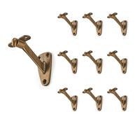 khtumeware Easy Install Handrail Support Brackets, 10 Pack Antique Brass 4 Inch Stair Brackets for Wooden Railing, Includes Hardware for Staircase, Balcony, Corridor (Indoor/Outdoor)