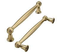Khtumeware Lot de 10 Boutons de Tiroir Ovales en Laiton - 35 Mm - Quincaillerie D'Armoire Vintage Pour Commode et Cuisine, LLHJUNUK, Champagne Bronze, 3"(76mm) Hole Center