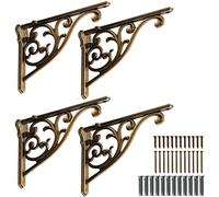 khtumeware Ornate Decorative Shelf Brackets, 10 Inch Large Wall Mounted Shelf Bracket, 4 Pack Heavy Duty Vintage Metal Brackets Wall Bracket Victoria (4)