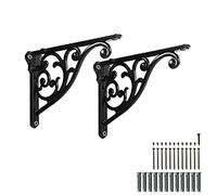Khtumeware Ornate Decorative Shelf Brackets, 12 inch Big Wall Mounted Shelving Bracket, 2 Pack Black Vintage Metal Heavy Duty Brackets Victoria Wall Bracket.