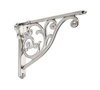 Khtumeware Ornate Decorative Shelf Brackets, 12 inch Big wall Mounted Shelving Bracket, 2 Pack Brushed Satin Nickel Vintage Metal Heavy Duty Brackets Victoria wall Bracket.