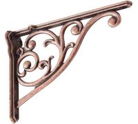 Khtumeware Ornate Decorative Shelf Brackets, 5x3.5 inch Small Wall Mounted Shelving Bracket, 4 Pack Antique Copper Vintage Metal Shelf Bracket Victorian Wall Bracket (4, Antique Copper)