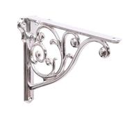 Khtumeware Polished Nickel Shelf Bracket 5 Inch, 4 Pack Small Decorative Brackets for Shelving, Heavy Duty Vintage Ornate Shelf Bracket Baroque, Hardware Included, 4.92x3.4x1.73 inch