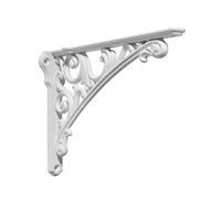 Khtumeware Shelf Bracket 8 Inch, Decorative Brackets for Shelving, Heavy Duty Vintage Ornate Shelf Bracket, Hardware Included, 4 Pack, Antique White Finish, 7.87x5.5x1.73 inch