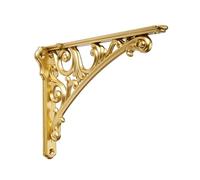 Khtumeware Shelf Bracket 8 Inch, Decorative Brackets for Shelving, Heavy Duty Vintage Ornate Shelf Bracket, Hardware Included, 4 Pack,Antique Gold Finish, 7.87x5.5x1.73 inch