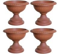 Khudadad 42cm Flower & Herb Plastic Urn Pots | Elegant Hourglass Design for Indoor & Outdoor Décor | Wall Planters & Succulent Pots | Stylish Urn Flower Pots for Garden & Balcony (4, Terracotta)