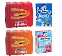 Khudadad Lucozade Energy Orange and Original 8 x 380ml Multipack Each With Mr. Freeze Jubbly Ice Lollies Strawberry & Blue Raspberry - Family Pack - Total 32