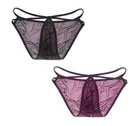 KHUFUZI Men's 2 Colors Pack Sexy G-Strings Thong Ice Silky Waistband Underwear Bikini Brief for Boyfriend Husband (2 Colors Packd)