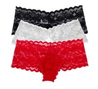 Khufuzi Men's 2-Colour Pack Sexy G-Strings Thong Ice Waistband Underwear, Bikini, Gift for Boyfriend, Black / White / Red, M