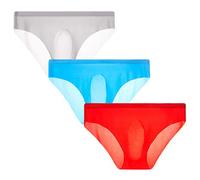 KHUFUZI Mens 3 Colors Pack Briefs Ice Silky Brief Ultra Soft Sexy Thong Micro Modal Pouch Underwear Panties Clothing Gift for Boyfriend Husband