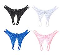 KHUFUZI Women's 4 Colors Pack Sexy Lace Knicker Lingerie G-String Brief Dress Sleepwear Clothing Gifts for Girlfriend Wife