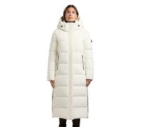 khujo Dote2 Women's Long Winter Coat Warm Quilted Coat with Magnetic Trim, Removable Hood and Slits XS - XXL, Luna White, XS