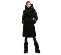khujo Kalmia Women's Long Winter Coat Hybrid Plush Coat Warm Parka with Waist Belt, Inner Backpack Straps and Removable Inlayer Kalmia XS-XXL, black, M