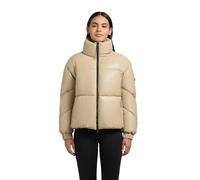 khujo Khalia Women's Winter Jacket Warm Bomber Jacket Water-Repellent Quilted Jacket in Leather Look with High Stand-Up Collar XS-XXL, beige, M