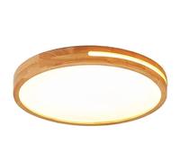 KHUKHU 11.8in Minimalist Wood Style Panel Light Ceiling Light Side Light Design Tri-Tone Light Simple Circular LED Ceiling Lamp Energy Saving for Bedroom/Kitchen/Dining Room Light(Round-30cm)