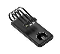 KhUkhu 30000Mah Power Bank Built in Cable Powerbank with 5 Outputs High Capacity External Battery Pack for Smartphone 5V 2.1A Fast Charging,Black