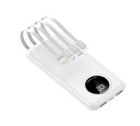 KhUkhu 30000Mah Power Bank Built in Cable Powerbank with 5 Outputs High Capacity External Battery Pack for Smartphone 5V 2.1A Fast Charging,White