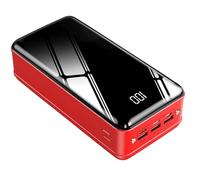 KhUkhu 50000 Mah Large-Capacity Power Bank Mirror Digital Display Screen Fast Charge Comes with A Shared Power Bank,Red