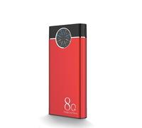 KhUkhu 80000Mah Power Bank Fast Charging External Battery Bank 2 USB Digital Display High Capacity Battery Backup Flashlight for Smart Phones Tablets,Red