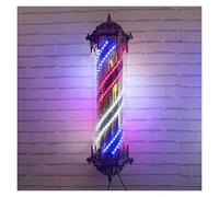 KHUKHU Barber Pole Light - Retro Outdoor Wall Lamp for Hair Salon Waterproof Rotating Illuminating Red White Blue LED Strips Classic Style Shop Decor(C)