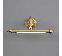 KHUKHU Bathroom Over Mirror Lights Brass, LED Picture Light Vintage Mirror Front Light with Swivel Lamp Head, 3 Color Temperatures, IP44 Retro Mirror Cabinet Lights for Hotel Restaurant(41cm/7w)