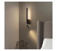 KHUKHU Bedside Wall Lamps 2 Heads 330 Degree Rotation Adjustable Wall Lamp Reading Light with Switch Minimalist Nordic Hotel Room Master Bedroom(Nature,D)