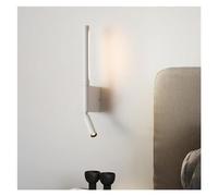 KHUKHU Bedside Wall Lamps 2 Heads 330 Degree Rotation Adjustable Wall Lamp Reading Light with Switch Minimalist Nordic Hotel Room Master Bedroom(Nature,White)