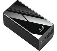 KhUkhu Charger 100000Mah, 5 Outputs Wireless Solar Power Bank, External Battery Pack with LED Flashlight, Solar Phone Charger for I-Phone 12 Pro Max 11 X Xs Etc,Black