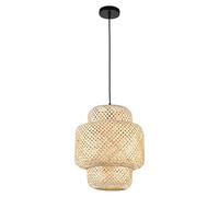 KHUKHU Chinese Style Bamboo Woven Pendant Lamp, Handmade Retro Bamboo Art Chandelier, Modern Country Style Decoration Hanging Lights, E26 Screw Living Room Balcony Ceiling Light for Kitchen(60cm)