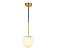 KHUKHU Creative Spherical Gold Glass Pendant Light Postmodern Indoor Hanging Lights Dining Room Kitchen Island Suspension Light E27 Single Head Pendant Lamp with Glass Lampshade(25CM)