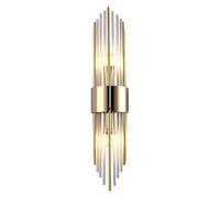 KHUKHU Crystal Wall Lamp, Modern Clear Glass Wall Sconces, Luxury Titanium Wall Light Fixture for Bedroom Living Room Bathroom Vanity Mirror(35cm 10W)