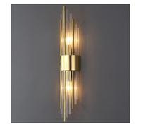 KHUKHU Crystal Wall Lamp, Modern Clear Glass Wall Sconces, Luxury Titanium Wall Light Fixture for Bedroom Living Room Bathroom Vanity Mirror(60cm 12W)