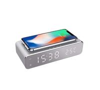 KhUkhu Digital Alarm Clock with Wireless Charging Station, 5W Wireless Charger with Temperature Display Compatible for Android And Ios