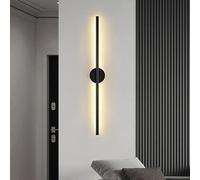 KHUKHU Dimmable LED Long Strip Wall Lights, Modern Simple Aluminum Wall Mounted Sconce Lamp for Bedroom Living Room - Linear Background Light(Black a,60cm)