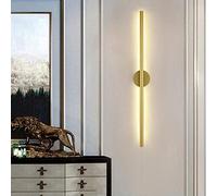KHUKHU Dimmable LED Long Strip Wall Lights, Modern Simple Aluminum Wall Mounted Sconce Lamp for Bedroom Living Room - Linear Background Light(Gold a,80cm)