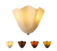 KHUKHU French Shell Wall Sconce, Vintage Mid-Century Wall Lamp, Elegant Scalloped Glass Shade Light Fixture,11×8.66 in, Retro Ambient Light for Living Room, Bedroom(White)