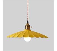 KHUKHU Indoor Single Pendant Light Lovely Scalloped Shade Mini Hanging Ceiling Light Metal Lights Pool Table Hanging Light for Kitchen Island Dining Room Bar Restaurant(Yellow,10'')