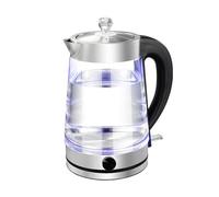 KhUkhu Kitchen Electric Glass Kettle with Stainless Steel Filter, Inner Lid And Bottom, 1000W 2 L, Auto Shut Off And Boil Dry Protection, for Coffee, Tea, Beverages Hot Water