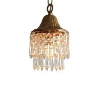 KHUKHU Mini Crystal Pendant Light Fixture, Small Modern Decorative Chandelier, Single Luxury Hanging Lamp, Retro Ceiling Pendant Light for Bedside Entrance Kitchen Table Bar Closet