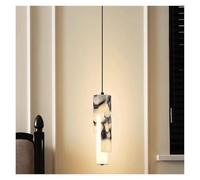 KHUKHU Modern Marble Pendant Light Kitchen Island Pendant Lamp Stone Lampshade with 3 Color Bedside Adjustable Hanging Light Bedroom Long Tube Chandelier for Living Room Cafe Farmhouse