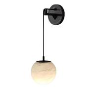 KHUKHU Modern Natural Stone Wall Sconce, LED Tricolor Dimming Hanging Marble Wall Lamp, Height Adjustable Wall Lamp for Bedroom Bedside, Living Room(White Light,Black-10cm)