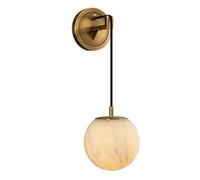 KHUKHU Modern Natural Stone Wall Sconce, LED Tricolor Dimming Hanging Marble Wall Lamp, Height Adjustable Wall Lamp for Bedroom Bedside, Living Room(Neutral Light,Copper-10cm)
