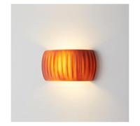 KHUKHU Nordic Modern Wall Sconce Indoor Up Down Light Warm White Milk Wall Mounted Lights Orange Ribbed Hallway Wall Lantern Green Bedside Wall Lamp for Bedroom Living Room Porch Coffee