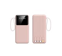 KhUkhu Portable Charger Power Bank 20000Mah Display Power Bank, Fast Charging, Fast Mobile Phone Charging Power Bank, 4 Cord Mobile Power Supply,Pink