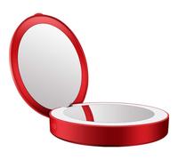 KhUkhu Portable Makeup Mirror Power Bank with LED Lighted, Handheld Mini Round Led Mirror 1X/3X Magnifying, Rechargeable Design Gift Package for Women,Red