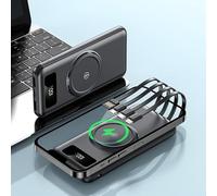 KhUkhu Power Bank 30000Mah, Display Power Bank, Fast Charging Power Bank, Four Line Mobile Power, 30000Mah Magnetic Power, Fast Charging, Portable Charger,D
