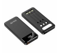 KhUkhu Power Bank with Built-In Cables, 20000Mah USB C Portable Charger with 5 Outputs & 2 Inputs And LED Display, External Battery Bank,Black,10000mAh