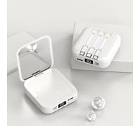 KhUkhu Power Bank with Built in Cables And Makeup Mirror, 20000Mah Portable Charger, 3 Output 2 Input External Battery Pack, Mini Power Bank,White
