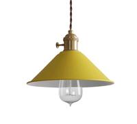 KHUKHU Small Industrial Retro Style Pendant Light for Kitchen Sink, Mini Vintage Metal Dining Room Pendant Light Fixtures Over Table, Single Rustic Farmhouse Hanging Lamp Ceiling Chandelier(Yellow)
